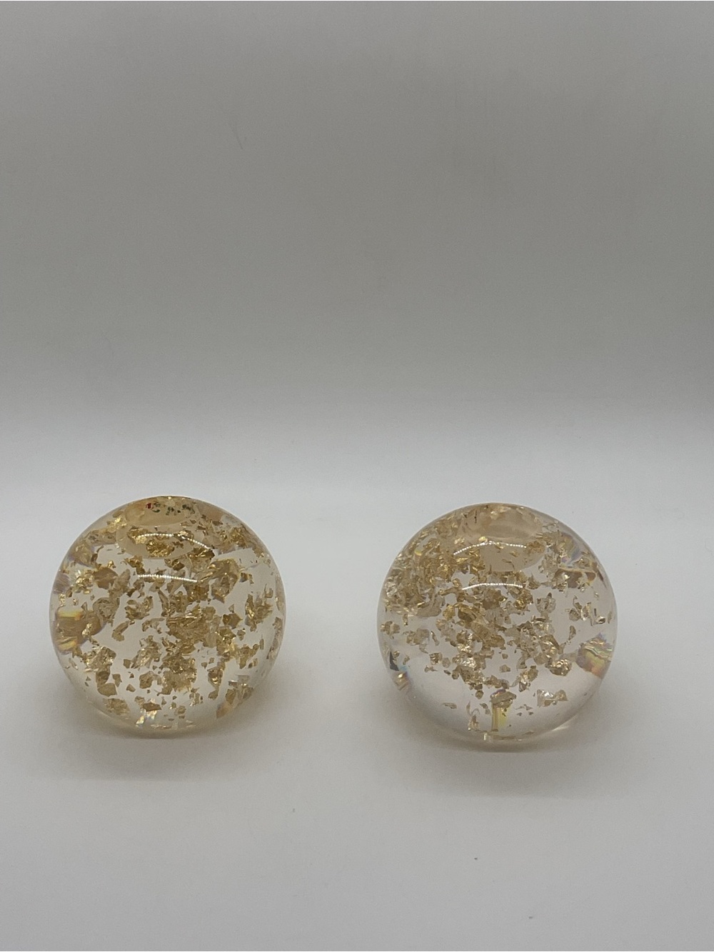 Vintage Lucite Gold Flake Taper Candle Holders Set of 2 - Flaws